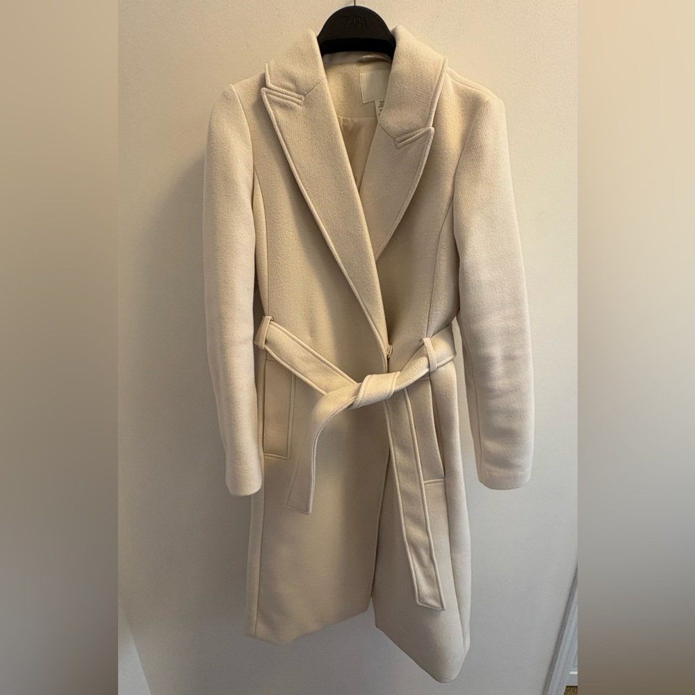 H&M Elegant Cream Women's Wool Coat